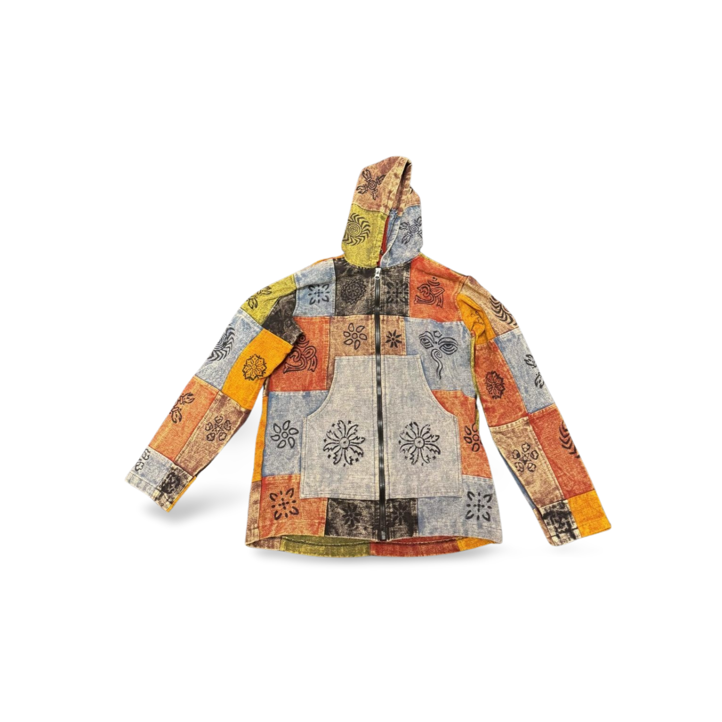 Cotton Patchwork Stonewashed Warm Winter Jacket is 100% handmade by creative artisans in Nepal. It is block-printed with vibrant colors. - Premium from Nepsera Collection - Just $30! Shop now at Nepsera Collection