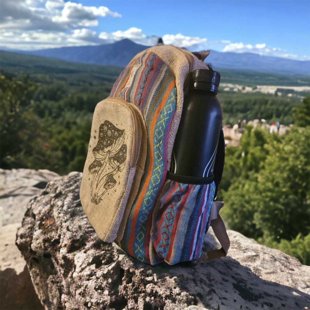 Mushrooms printed biho hippie Mid-Size bagpack - Premium from Nepsera Collection - Just $35! Shop now at Nepsera Collection