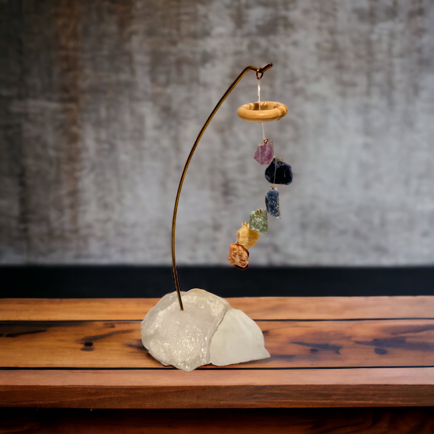 Exquisite Table Chime seven natural rough chakra healing stones gracefully dangle - Premium from Nepsera Collection - Just $35! Shop now at Nepsera Collection