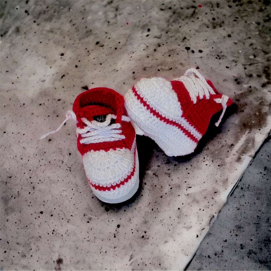 Little baby shoes. Hand knitted first sneakers for newborn boy or girl. Crochet handmade bootees. - Premium  from Aamui Nepal - Just $20.00! Shop now at Nepsera Collection