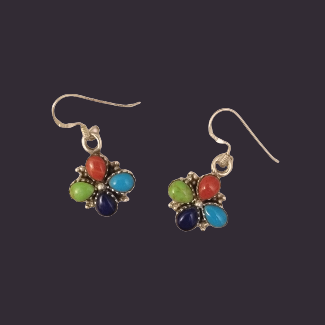 Handmade Aged Sterling Silver Multicolor Earrings. - Premium from Nepsera Collection - Just $20.00! Shop now at Nepsera Collection