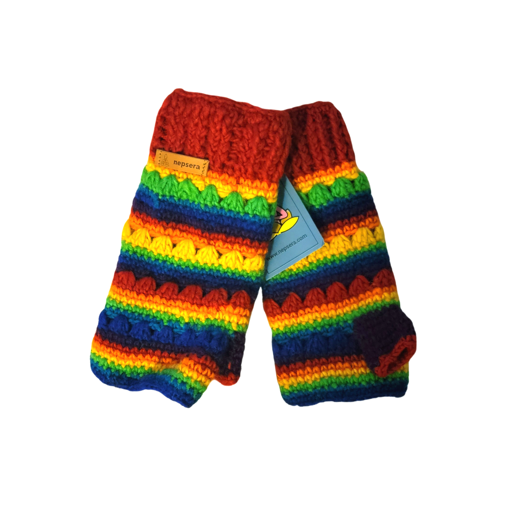 Rainbow Color Fingerless Wool Knitted Gloves - Premium from Nepsera Collection - Just $20.00! Shop now at Nepsera Collection