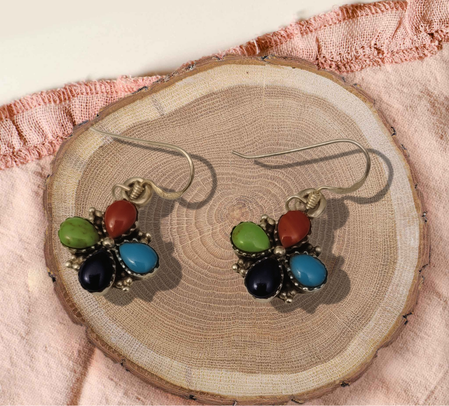 Handmade Aged Sterling Silver Multicolor Earrings. - Premium from Nepsera Collection - Just $20.00! Shop now at Nepsera Collection