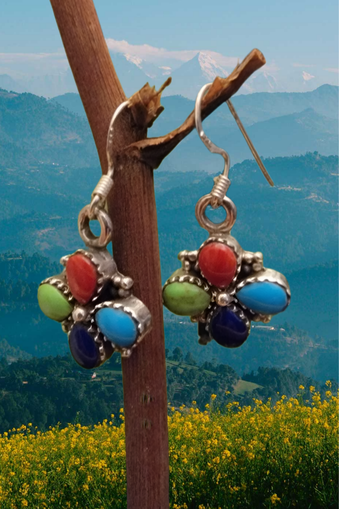 Handmade Aged Sterling Silver Multicolor Earrings. - Premium from Nepsera Collection - Just $20.00! Shop now at Nepsera Collection