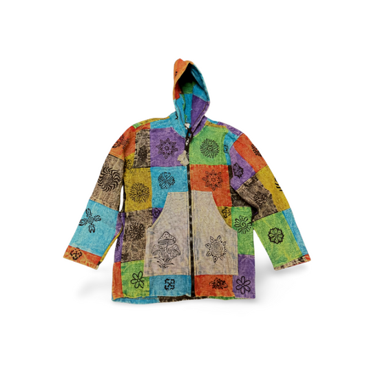 Cotton Patchwork Stonewashed Warm Winter Jacket is 100% handmade by creative artisans in Nepal. It is block-printed with vibrant colors. - Premium from Nepsera Collection - Just $30! Shop now at Nepsera Collection
