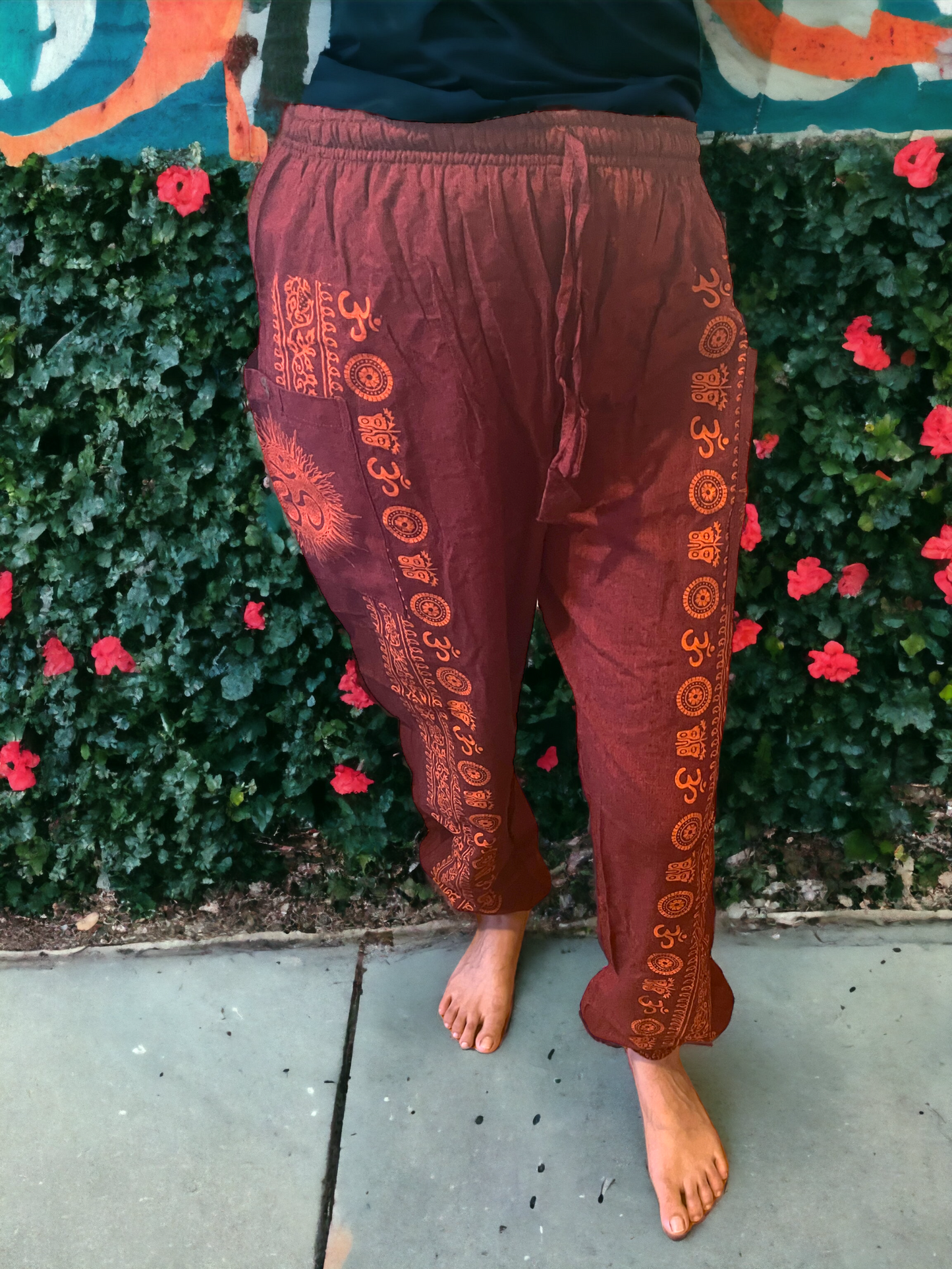 Om Print Drawstring Harem Pant