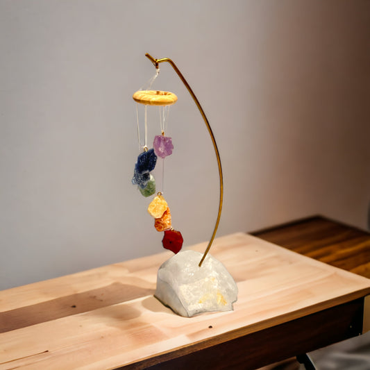 Exquisite Table Chime seven natural rough chakra healing stones gracefully dangle - Premium from Nepsera Collection - Just $35! Shop now at Nepsera Collection
