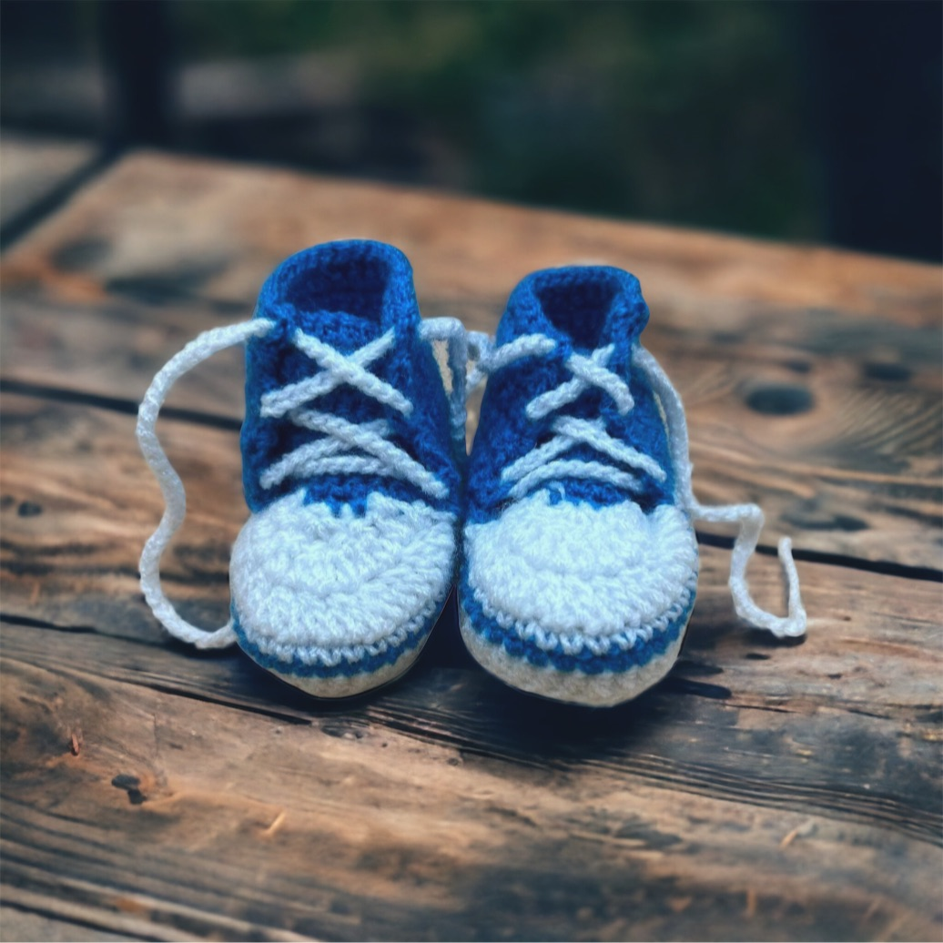 Little baby shoes. Hand knitted first sneakers for newborn boy or girl. Crochet handmade bootees. - Premium  from Aamui Nepal - Just $20.00! Shop now at Nepsera Collection