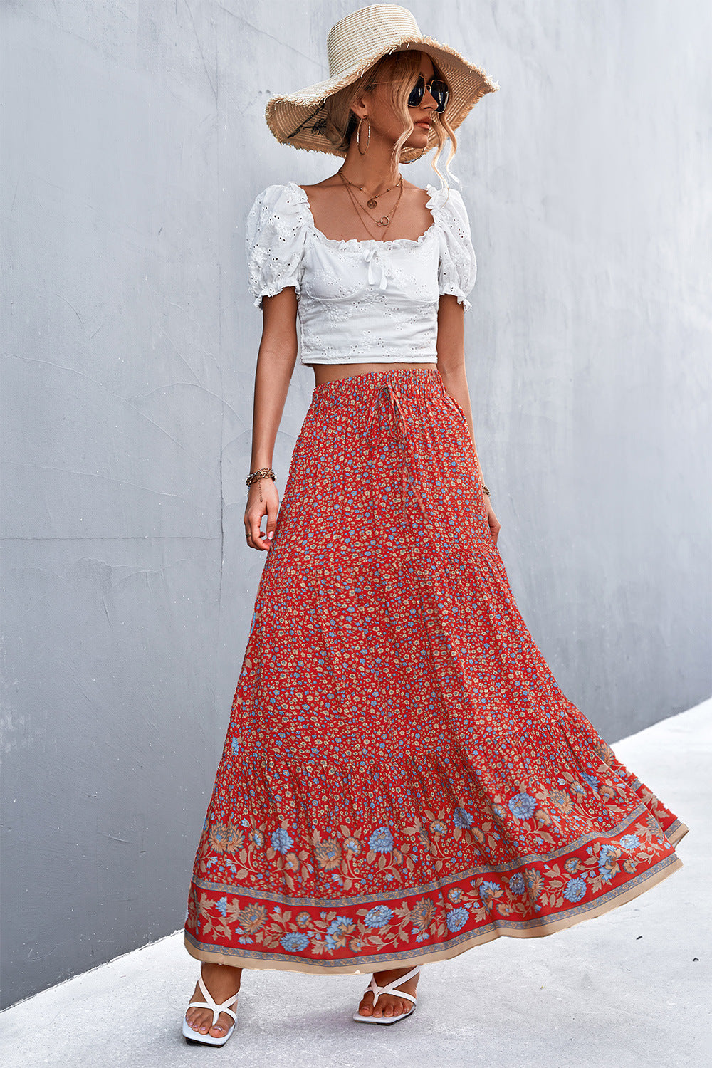 Floral Tied Maxi Skirt - Premium Boho from Nepsera Collection - Just $30.00! Shop now at Nepsera Collection