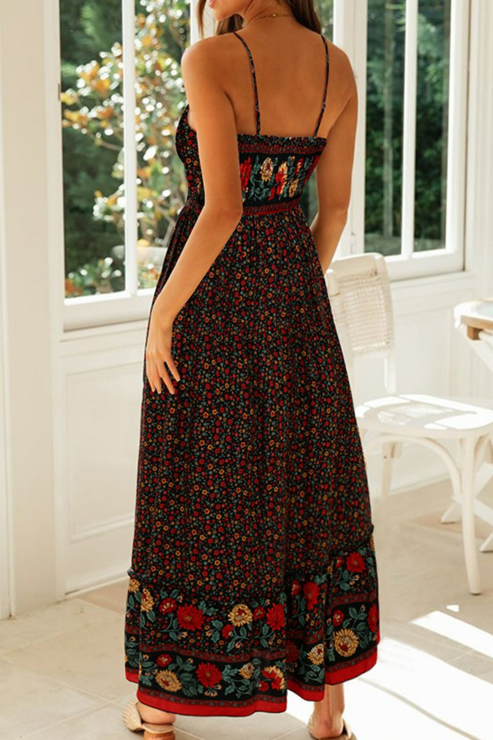 Bohemian Spaghetti Strap Frill Trim Maxi Dress - Premium Boho Dress from Nepsera Collection - Just $31.00! Shop now at Nepsera Collection