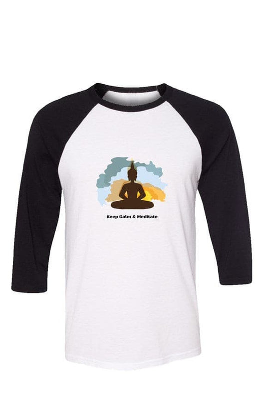 Keep Calm and Meditate Buddha Baseball Tee - Premium tshirts from Nepsera Collection - Just $30.48! Shop now at Nepsera Collection