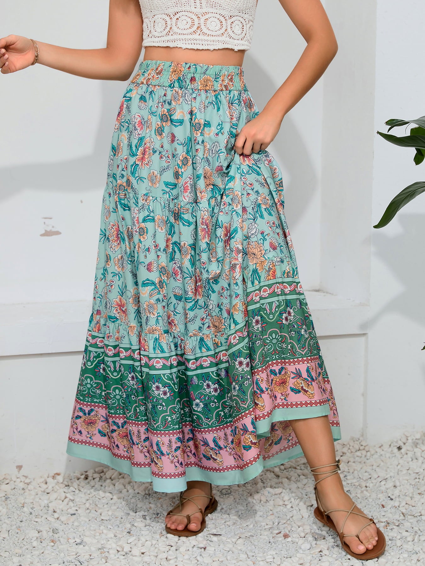 Bohemian Print Smocked Waist Maxi Skirt - Premium Boho from Trendsi - Just $38! Shop now at Nepsera Collection