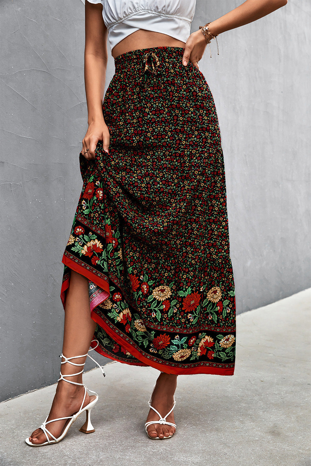 Floral Tied Maxi Skirt - Premium Boho from Nepsera Collection - Just $30.00! Shop now at Nepsera Collection