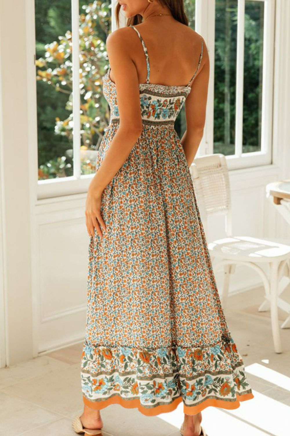 Bohemian Spaghetti Strap Frill Trim Maxi Dress - Premium Boho Dress from Nepsera Collection - Just $31.00! Shop now at Nepsera Collection
