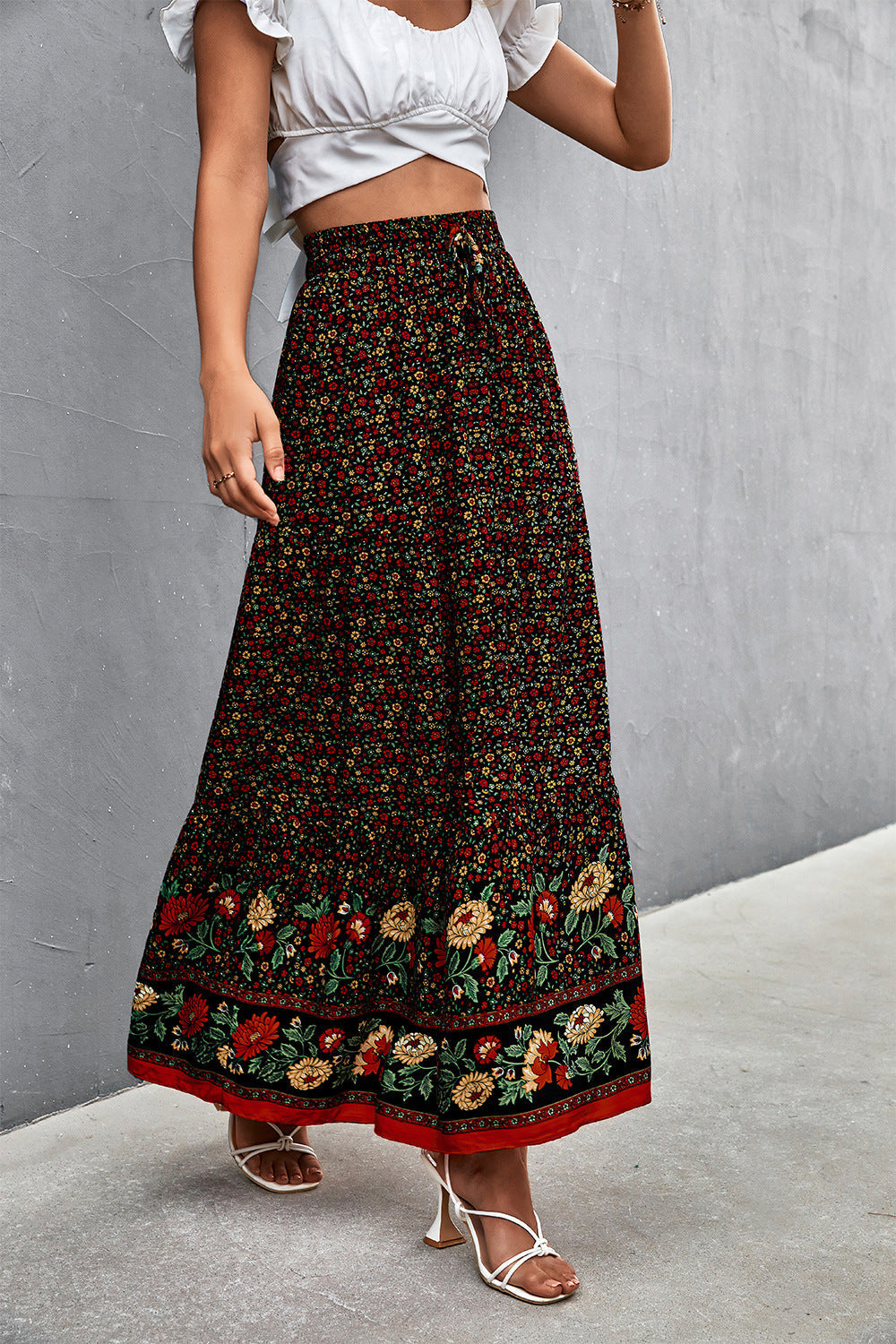 Floral Tied Maxi Skirt - Premium Boho from Nepsera Collection - Just $30.00! Shop now at Nepsera Collection