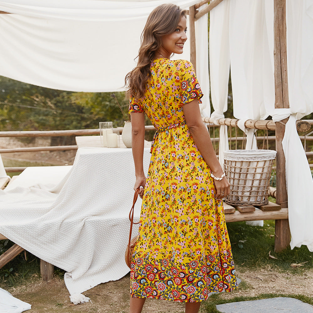 Boho Style Light Yellow Floral Dress Long Dress - Premium Boho from Nepsera Collection - Just $44.35! Shop now at Nepsera Collection