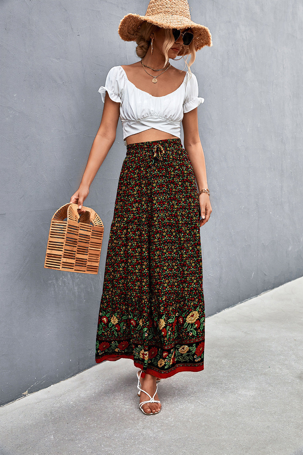 Floral Tied Maxi Skirt - Premium Boho from Nepsera Collection - Just $30.00! Shop now at Nepsera Collection