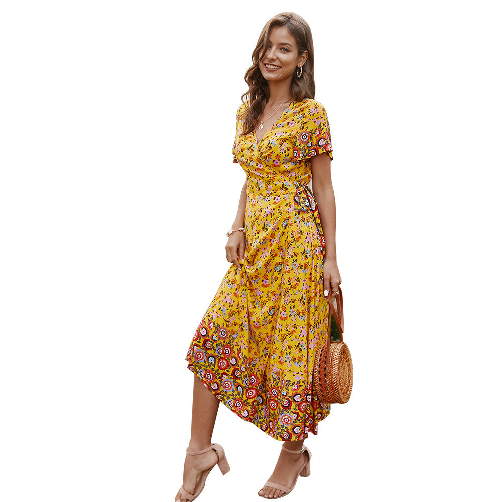 Boho Style Light Yellow Floral Dress Long Dress - Premium Boho from Nepsera Collection - Just $44.35! Shop now at Nepsera Collection