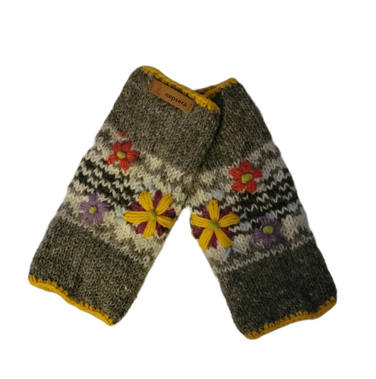 Flower Embroidered Knitted Wool Wrist Warmers
. - Premium  from Nepsera Collection - Just $20.00! Shop now at Nepsera Collection