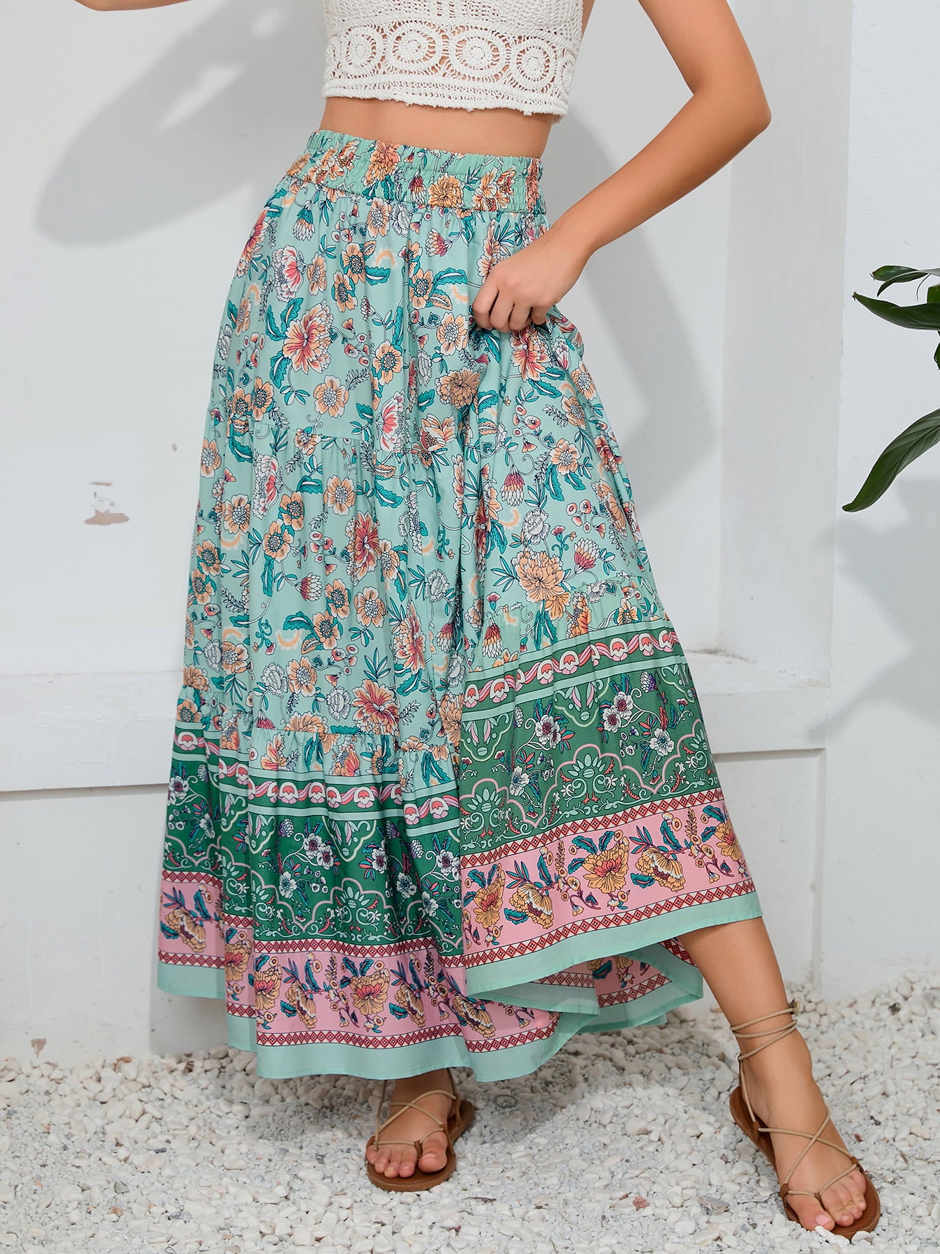 Bohemian Print Smocked Waist Maxi Skirt - Premium Boho from Trendsi - Just $38! Shop now at Nepsera Collection