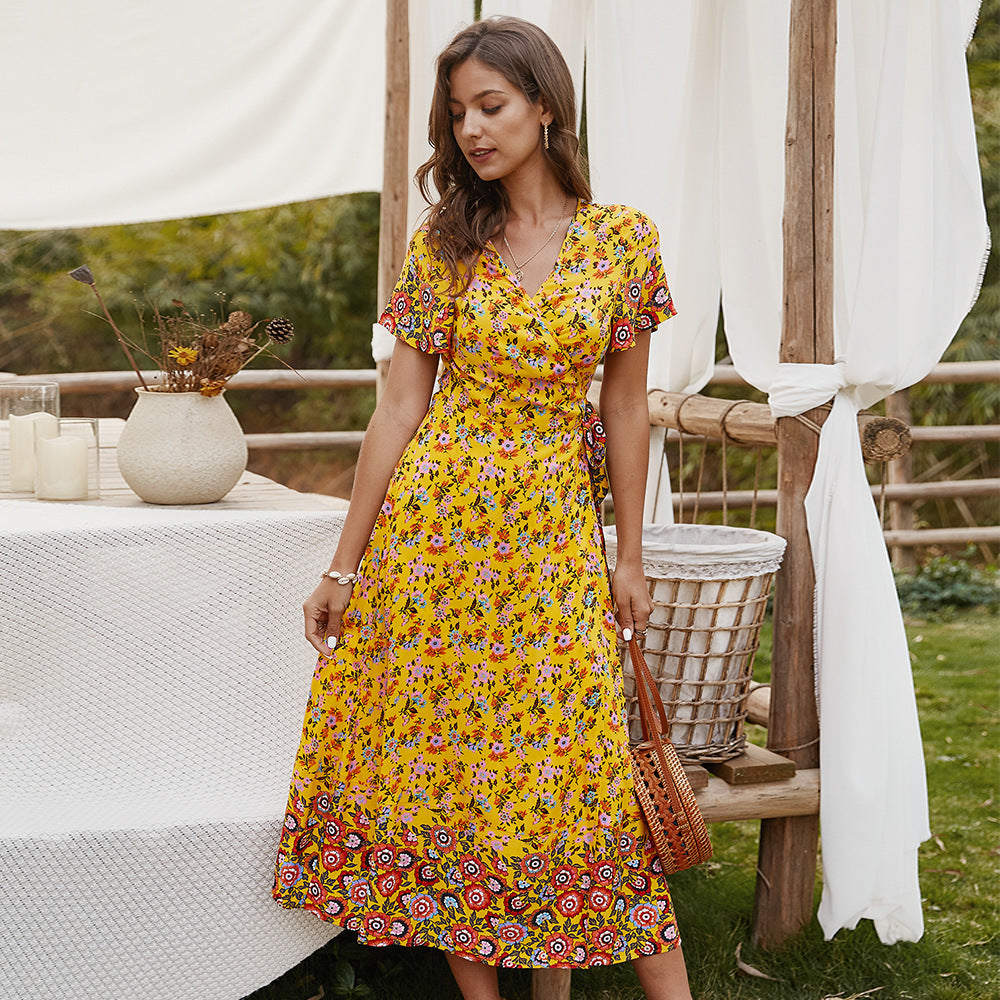 Boho Style Light Yellow Floral Dress Long Dress - Premium Boho from Nepsera Collection - Just $44.35! Shop now at Nepsera Collection